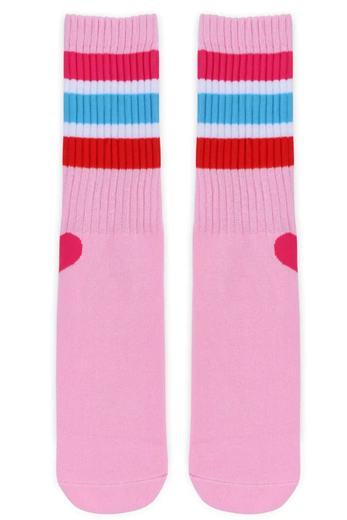 Pink sock stripes and heart detail 