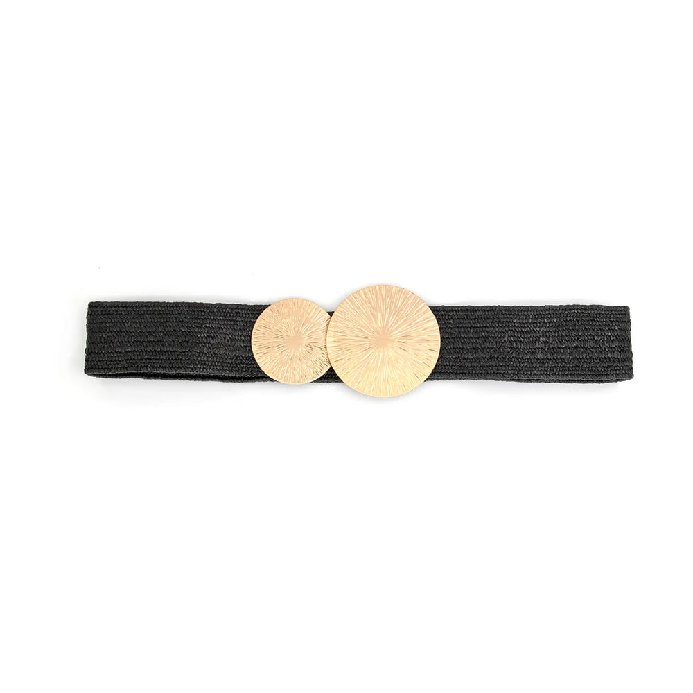 Elastic Belt with Gold Buckles