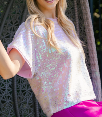 Barb Chiffon Sequin Top