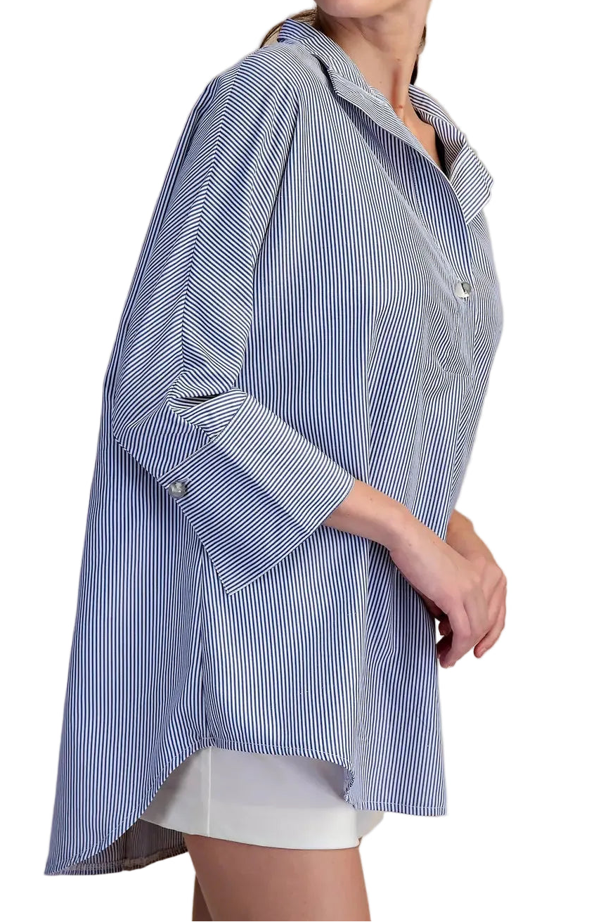 Barbara Stripe Shirt in Navy