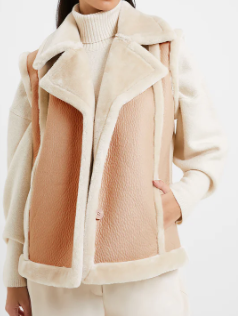 Belen Faux Fur Gilet | Toasted Almond by French Connection