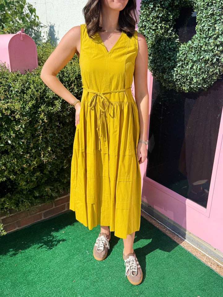 Chloe V-neck Tiered Midi Dress