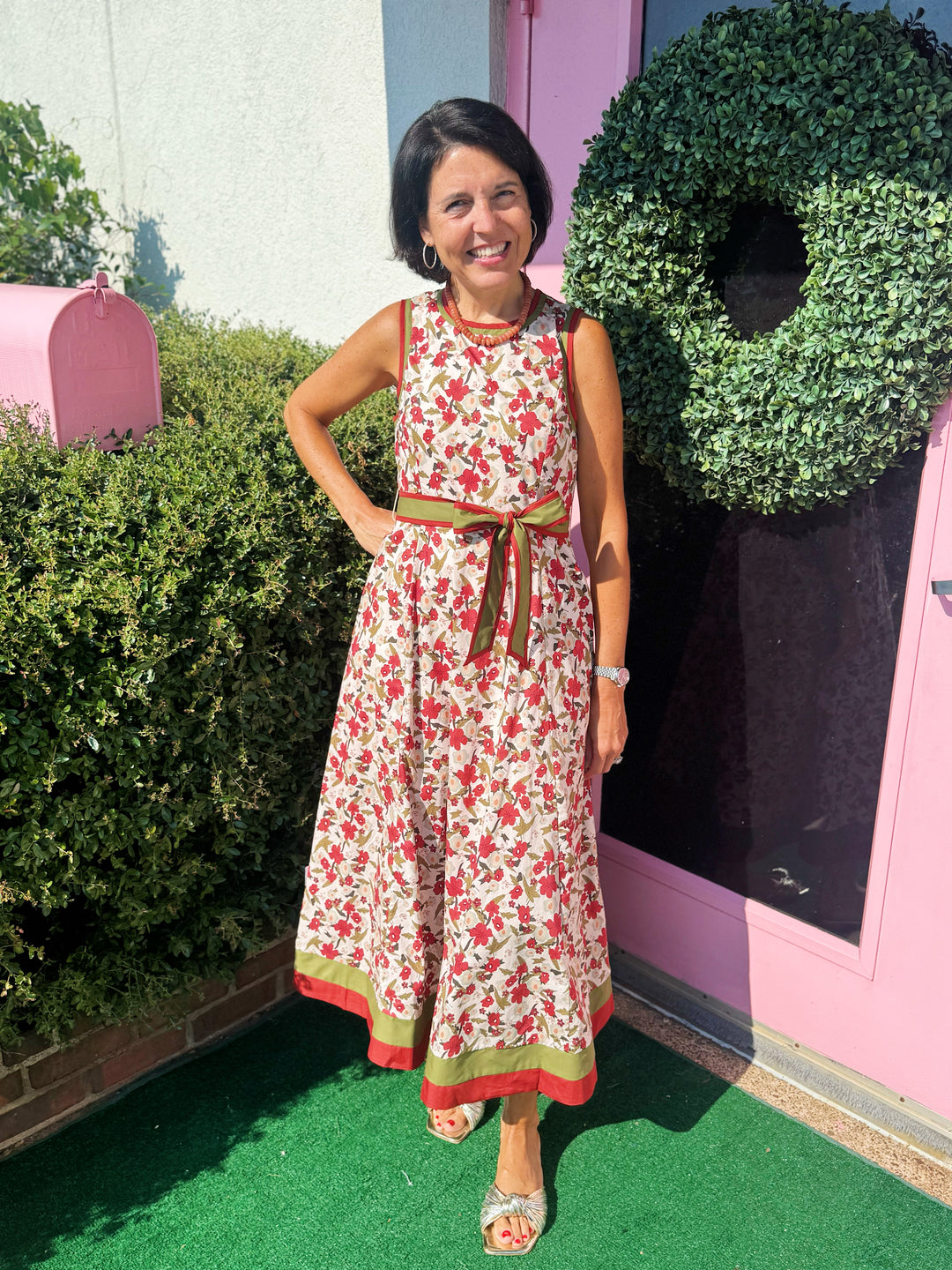 Roxie Floral Midi Dress in Ecru