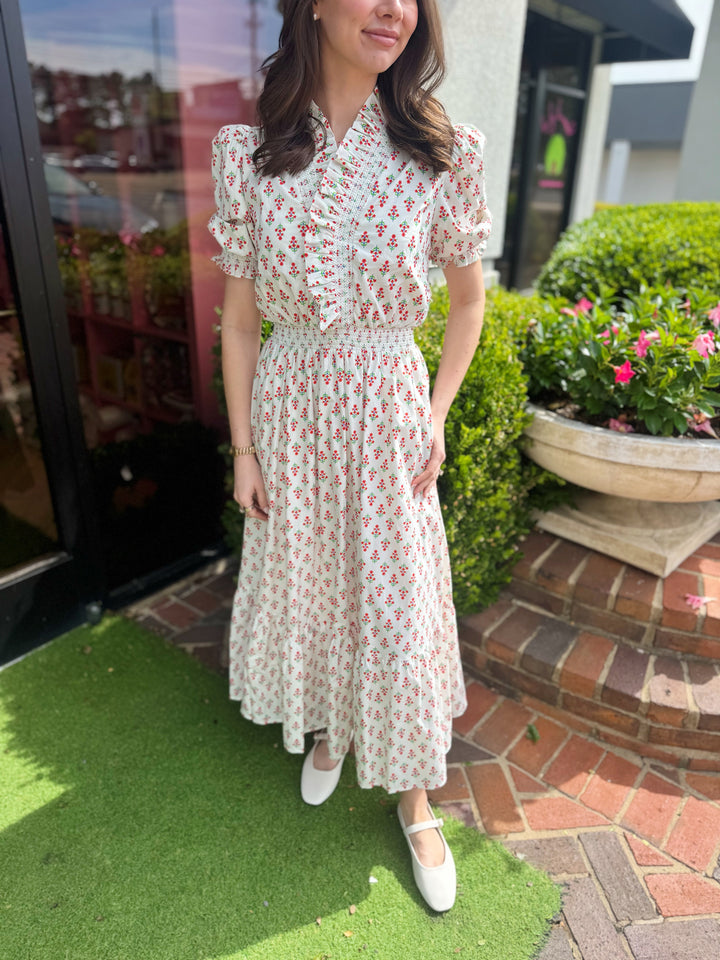 Digital Floral Maxi Dress in Ivory