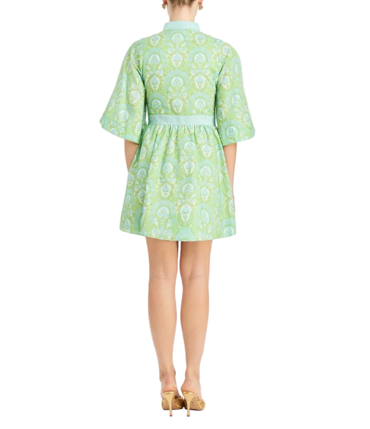 Carmen Mini Dress in Trellis Verte by Mestiza