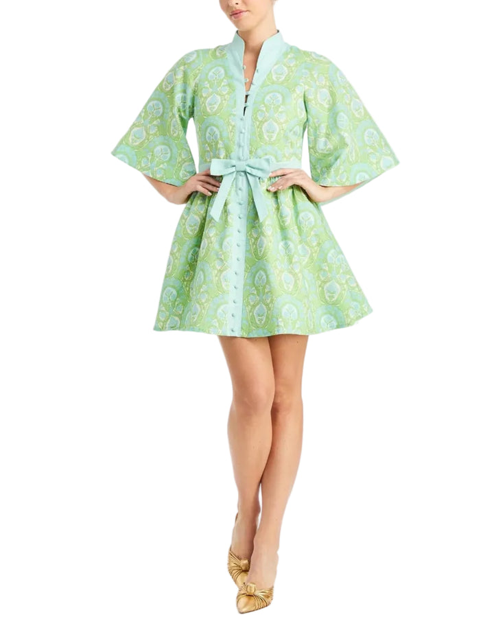 Carmen Mini Dress in Trellis Verte by Mestiza