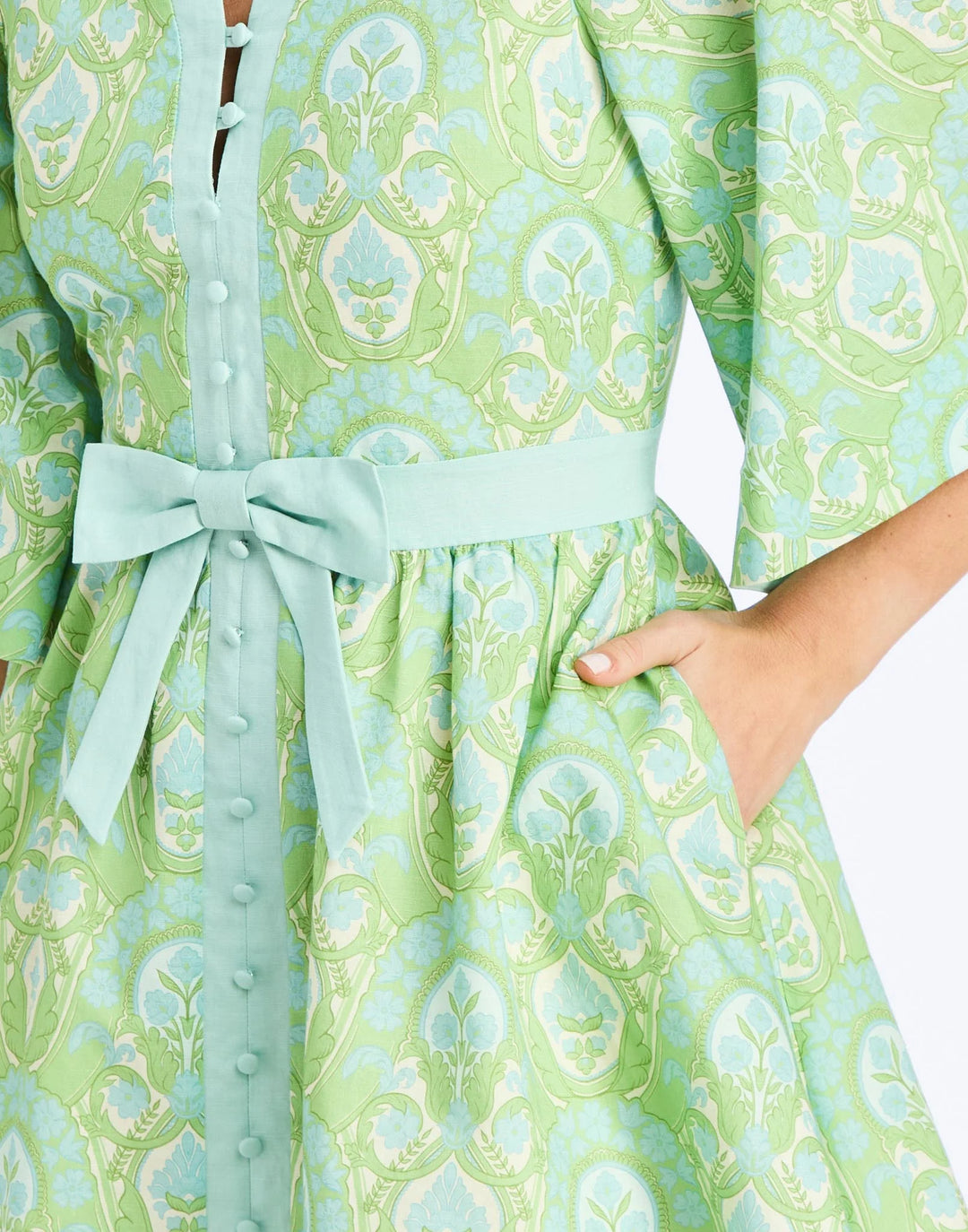 Carmen Mini Dress in Trellis Verte by Mestiza