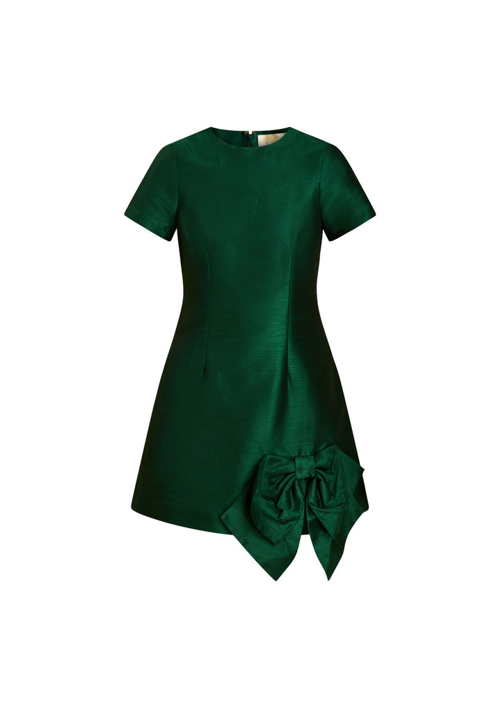 Carter Bow Mini Dress in Emerald by Mestiza