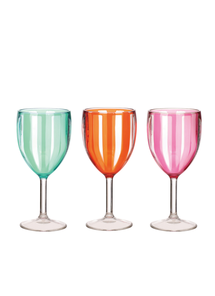 12 oz. Striped Acrylic Stemmed Wine Glass - Pickering Boxwood