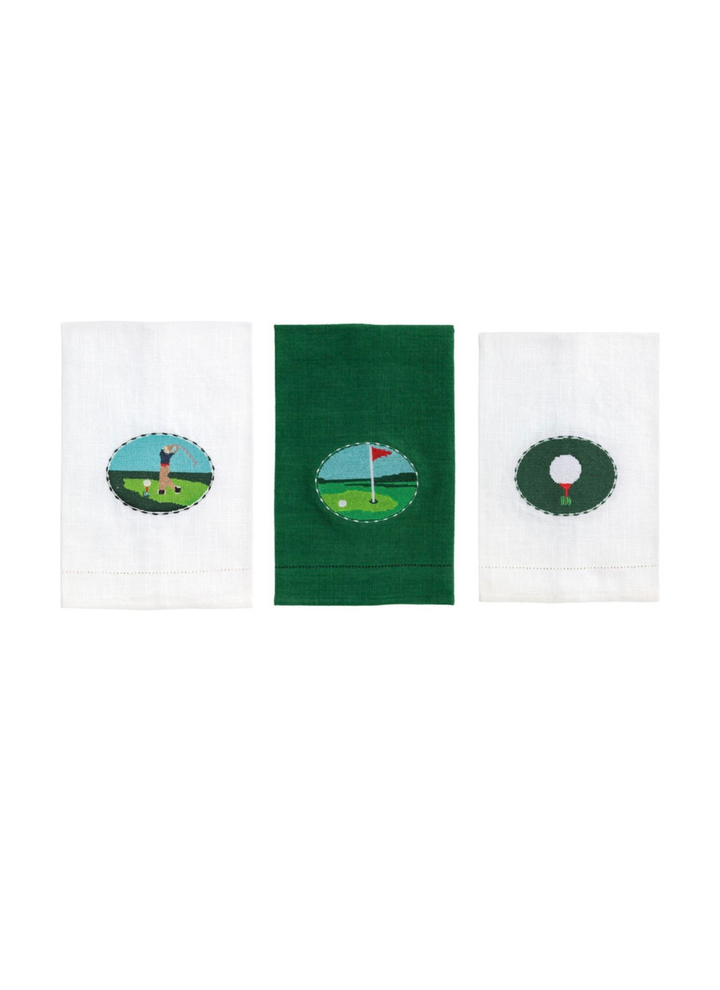 Golf Needlepoint Tea Towel - Pickering Boxwood