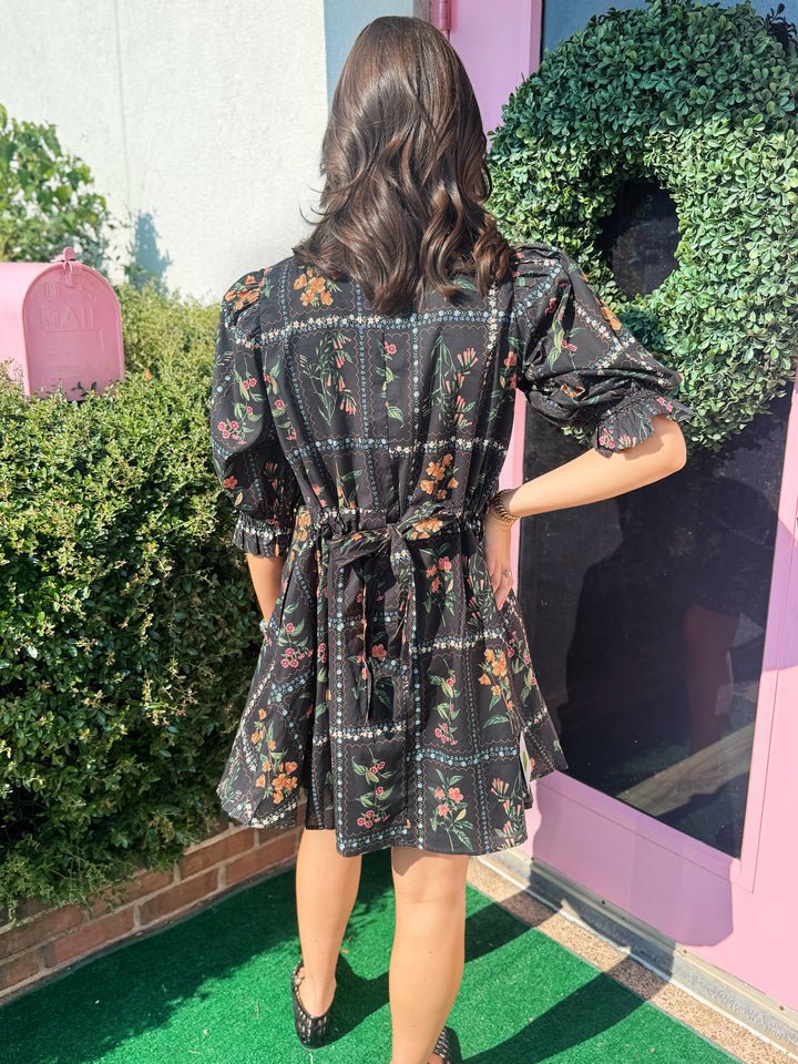 Martha Mini Dress in Black Multi