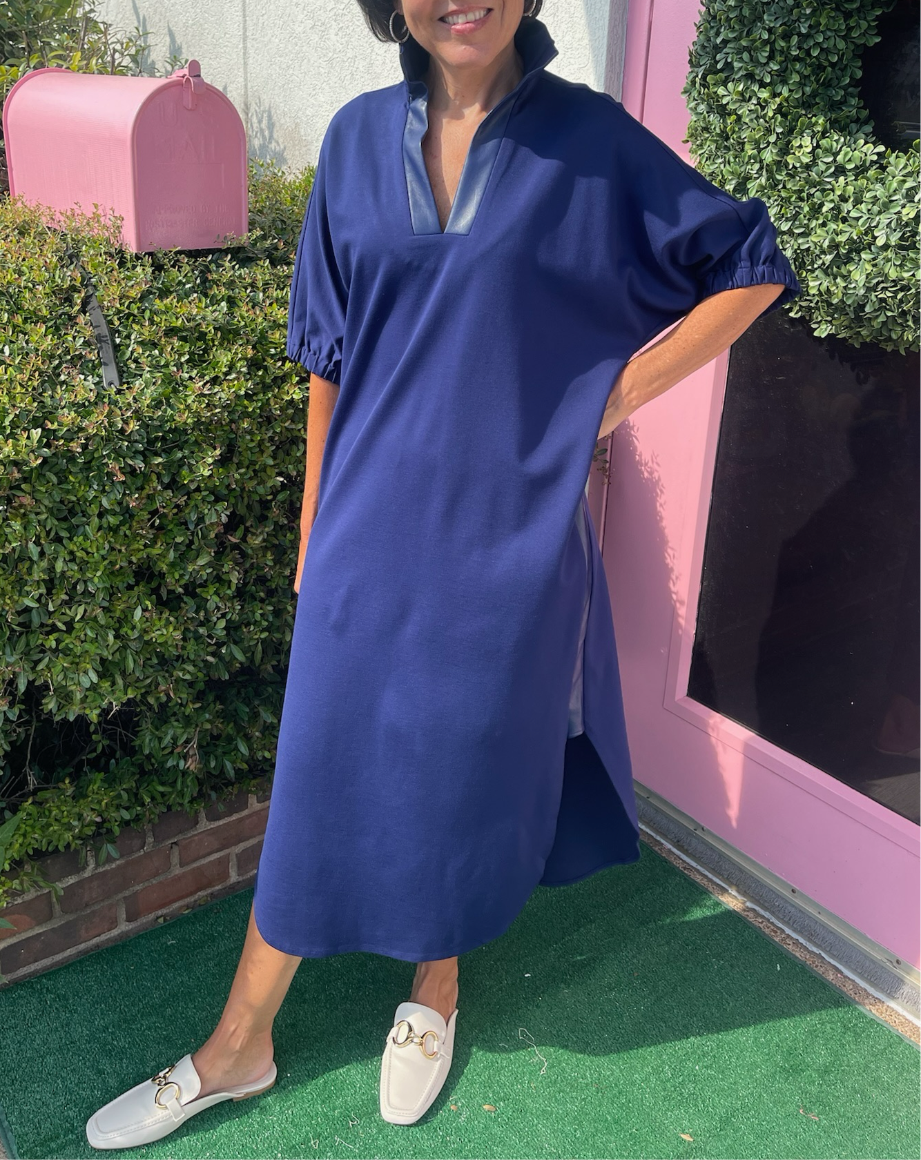 Poppy Caftan in Navy Ponte by Emily McCarthy