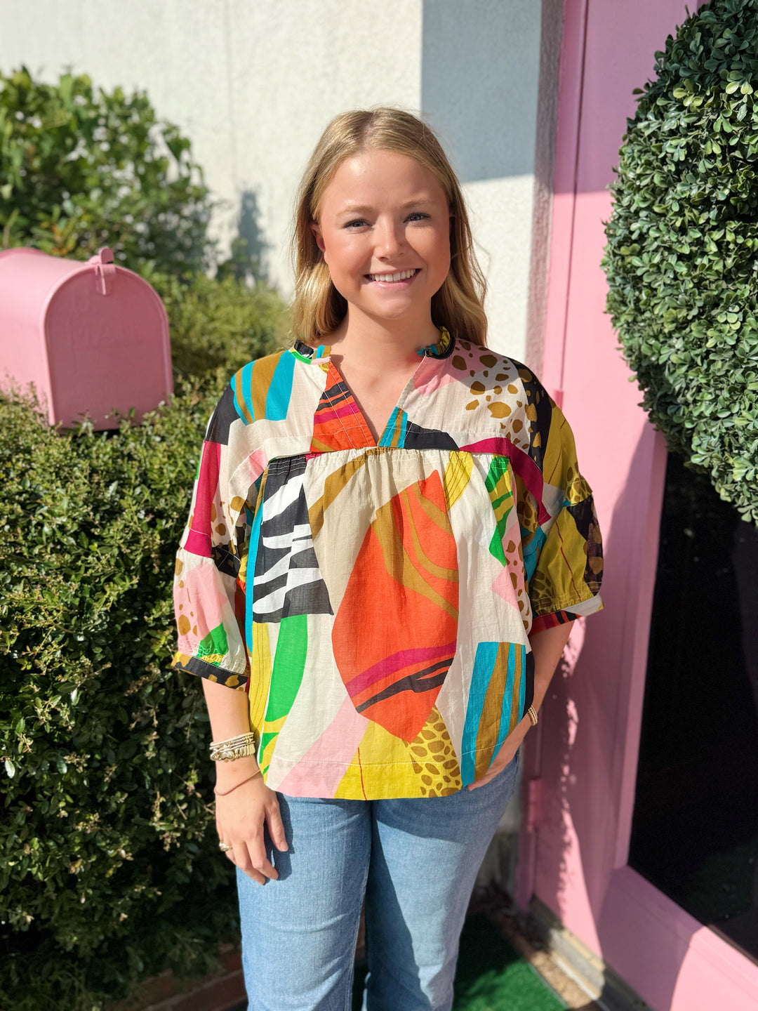 Abigal Abstract Print Top