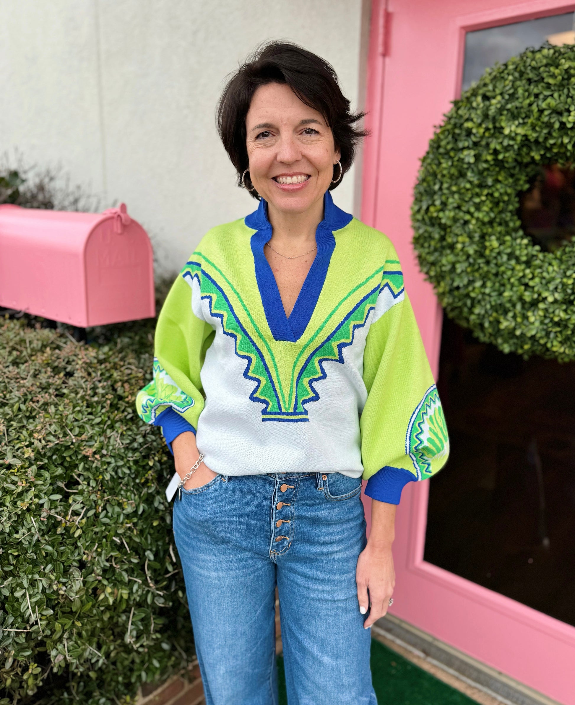 Lolli Sweater in Deco Palm by Emily McCarthy