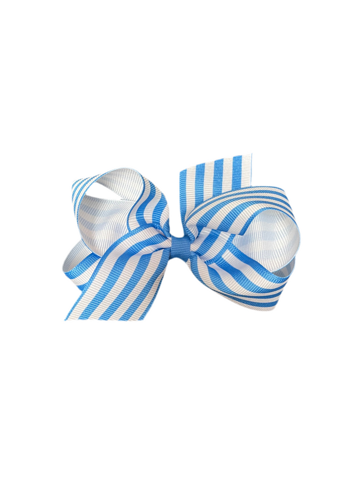 Stripe Print Grosgrain Hair Bow by Wee Ones - Pickering Boxwood