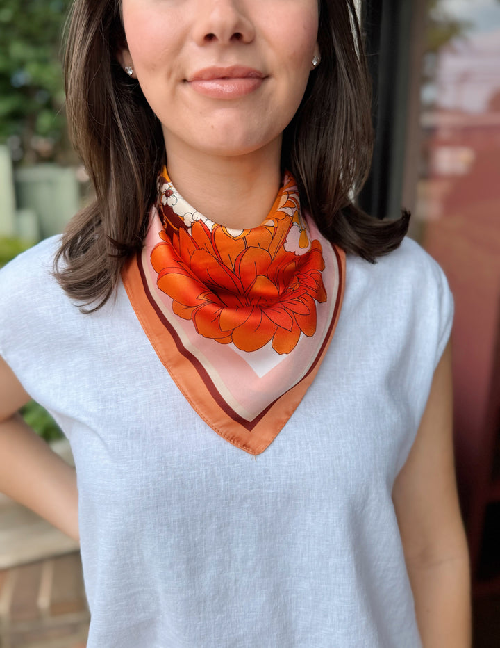 Multi Floral Print Silky Scarf