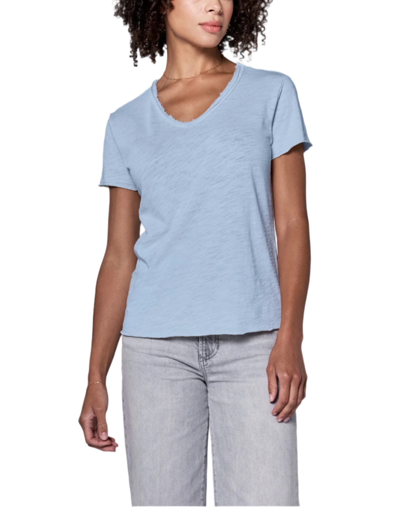 Vneck short sleeve relaxed fit top in a rich color hue. Perfect for any lifestyle, combining comfort and versatility with a relaxed fit for a casual yet stylish look. The go-to piece for effortless elegance and premium touch.

100% COTTON
Machine wash cold, Tumble dry low
Imported