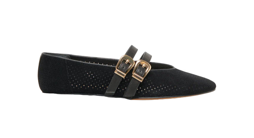 With a polished silhouette and a bold double buckle, BAYLEE is romantic with a bit of edge. This dreamy flat is sustainably made, and made to turn heads.

Suede Upper
Recycled Synthetic Outsole
Recycled Textile, Leather + Water-based Leather Alternative Lining
Water-based Leather Alternative Sock
Imported