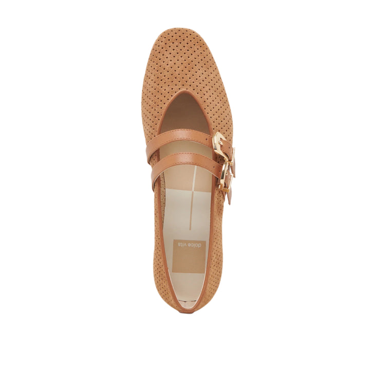 Baylee Pecan Perforated Suede Ballet Flats