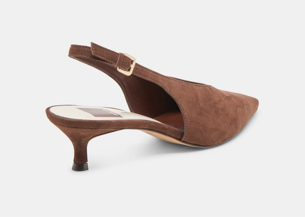 ALENNA is a minimalist sling-back with a sleek design. She’s both easy to wear and elevated with a low kitten heel, V-shaped cut out, and pointed toe. Wear ALENNA’s on-trend suede, patent, or calf hair colorways to the office or nights out.

Suede Upper
Synthetic Outsole
Synthetic Lining + Sock
1.7" Heel Height
Imported