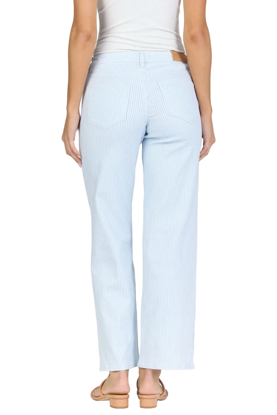 Taylor Mid High Rise Straight Leg Jean in Skyway Stripe by Dear John
