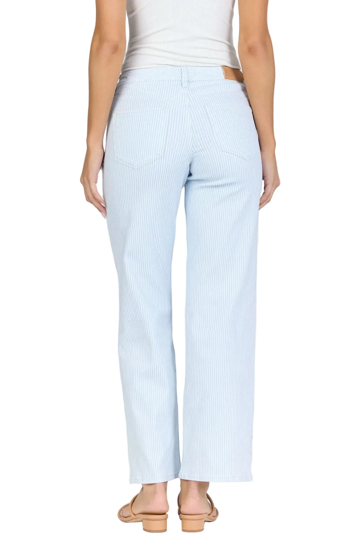 Taylor Mid High Rise Straight Leg Jean in Skyway Stripe by Dear John