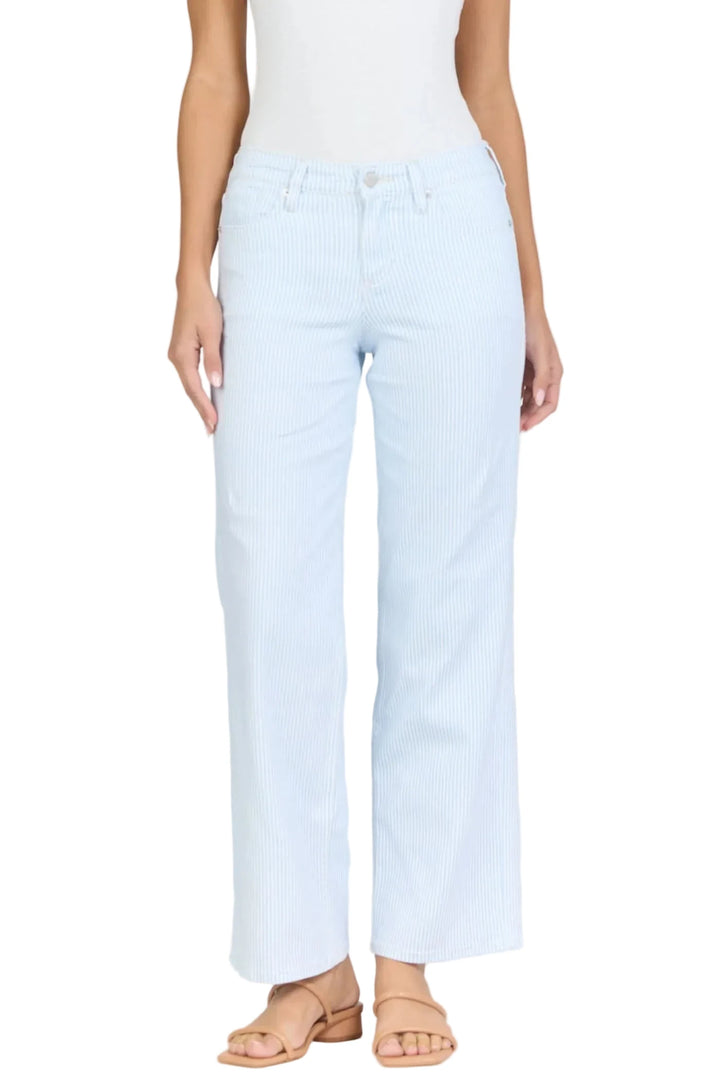 Taylor Mid High Rise Straight Leg Jean in Skyway Stripe by Dear John