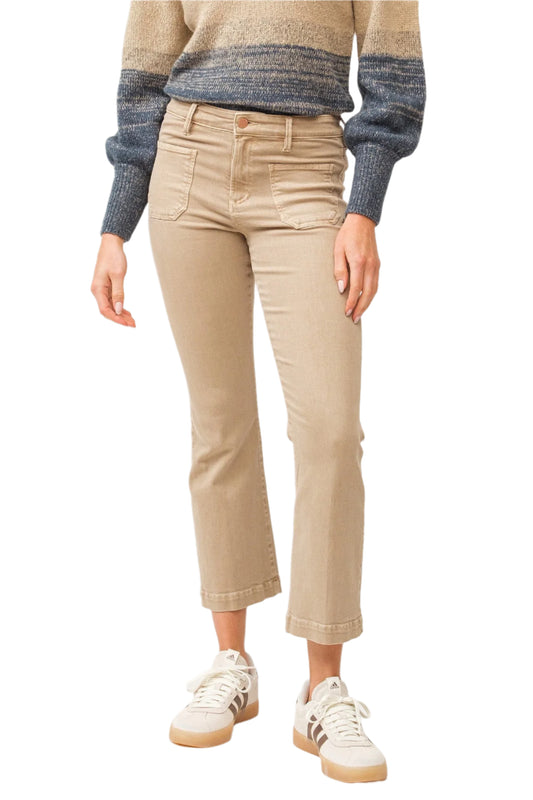 Jeanne Mid Rise Cropped Flare Jeans in Nomad by Dear John