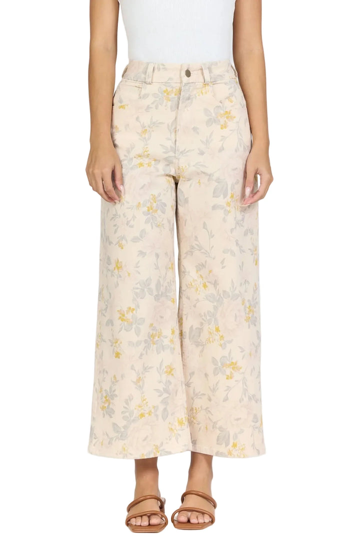 Audrey High Rise Wide Leg Cropped Jeans in Tuscan Bouquet by Dear John