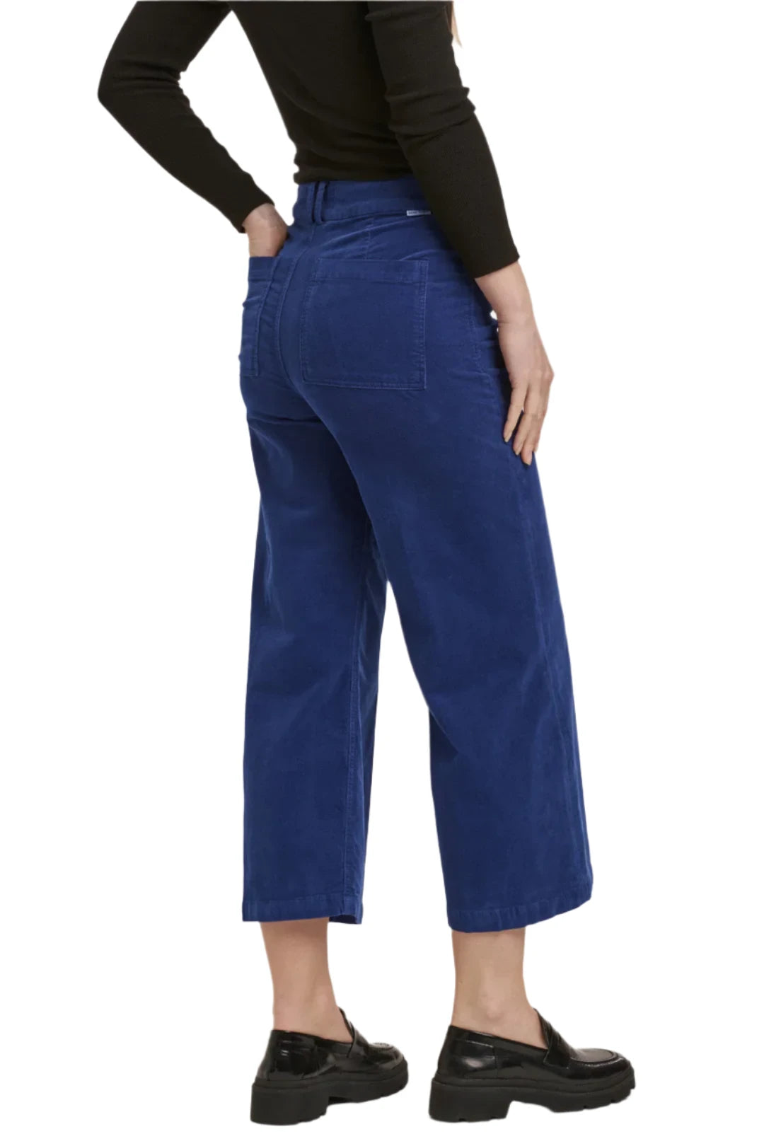 Audrey High Rise Cropped Corduroy Pant in Royal Blue by Dear John