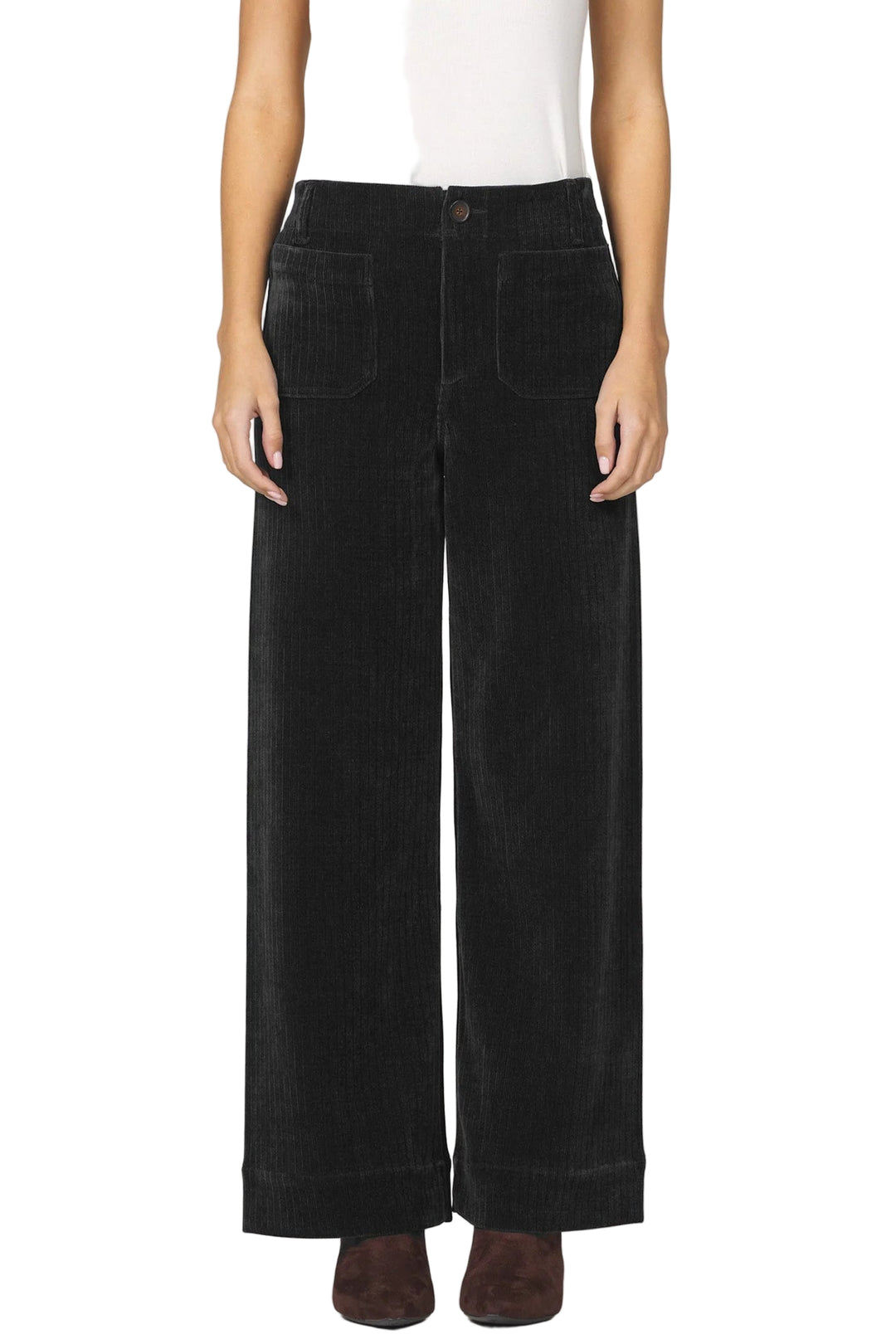Audrey high rise clean hem corduroy pant, designed for a flattering silhouette and effortless style.

Offers a classic feel and comfort with their elegant fit, a dependable piece, tailored to enhance your shape and blend seamlessly with your everyday favorites adds a touch of sophistication.