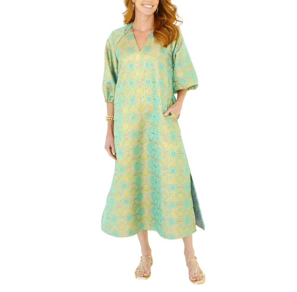 The Coco Jacquard Dress features the same effortless caftan silhouette you love, now elevated in a fabulous dressier jacquard fabric. Designed with billowy elbow-length sleeves and a flowing 50-inch length, this standout style comes with a detachable belt so you can wear it cinched for shape or loose and relaxed. Polished yet easy, it’s the perfect choice for a luncheon, garden party, or any occasion where you want to make an entrance. And of course, it has pockets.

Elegant, eye-catching, and truly a shows