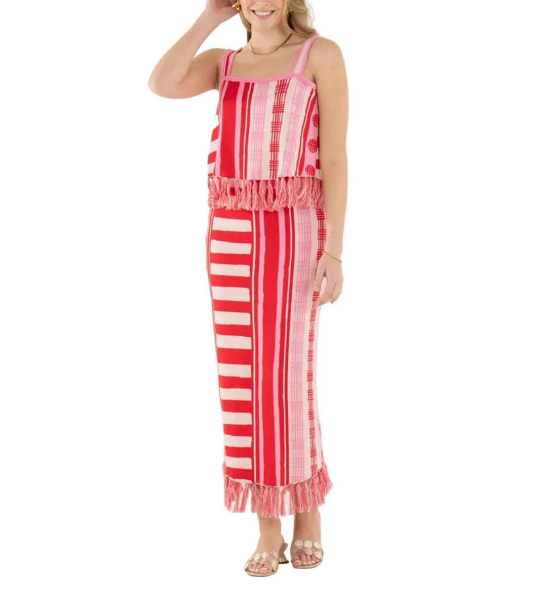 Capri Knit Top and Skirt Set in Peach Jubilee by Emily McCarthy