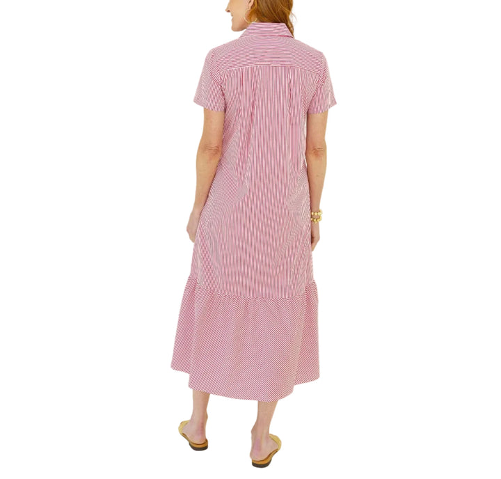 The Maddie Dress is a fun, easy cotton poplin tiered style designed for everyday wear with a polished twist. This 50-inch silhouette features a great popped collar and is adorned with a pop of color grosgrain ribbon along the inside placket for a subtle, playful detail. Flowy, flattering, and comfortable, it’s the kind of effortless dress you can throw on and go — while still looking put together. And of course, it has pockets.

Lightweight, versatile, and full of personality, the Maddie Dress is an easy fa