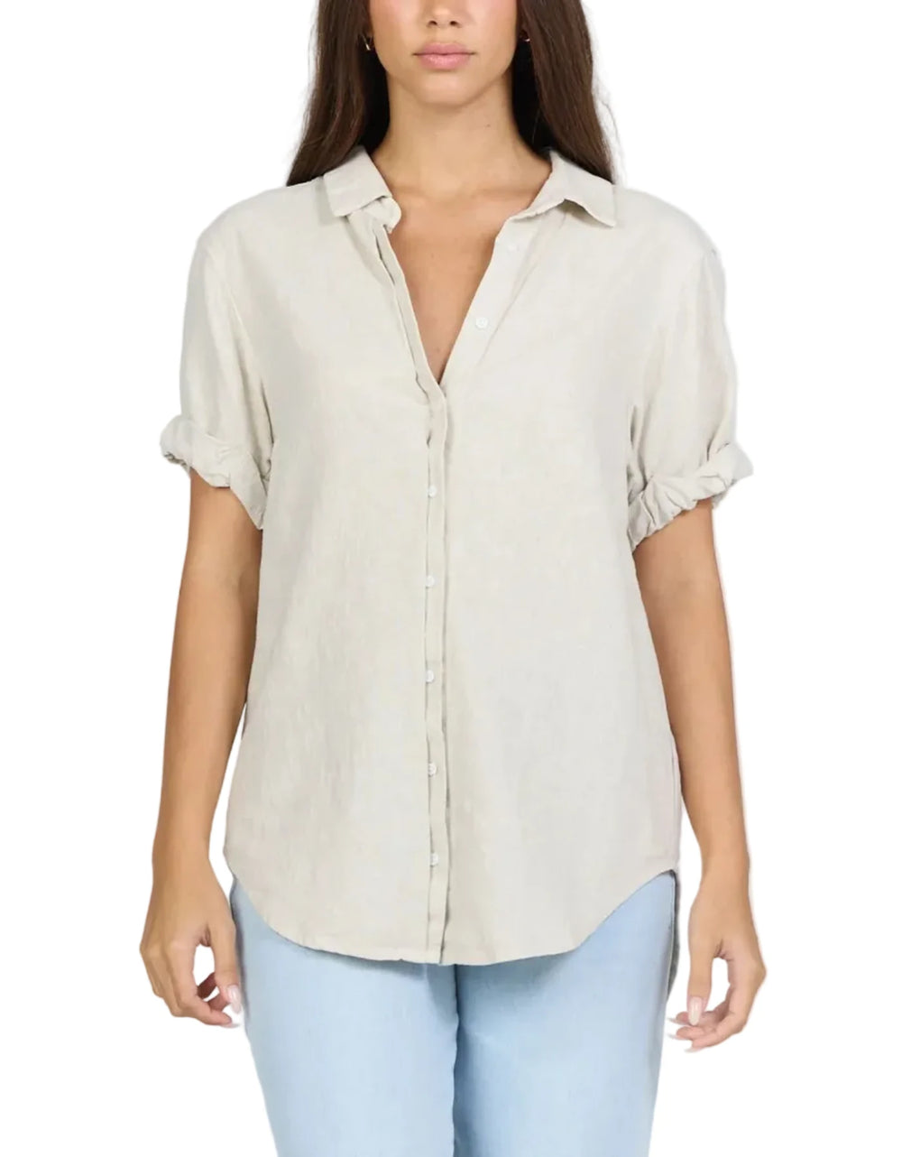 This garment washed short sleeve relaxed fit shirt is designed for comfort and ease with its rolled sleeves and exposed placket button-up collar.

Made from a breathable blend of woven fabrics, this skyway shirt offers a relaxed fit ideal for any occasion.

Perfectly versatile, it can be a staple in your top market collection and is also ideal for those seeking tops online or tops near me.

Its classic style and blue base color make it a go-to piece, merging quality with effortless style.

MATERIALS & CARE
