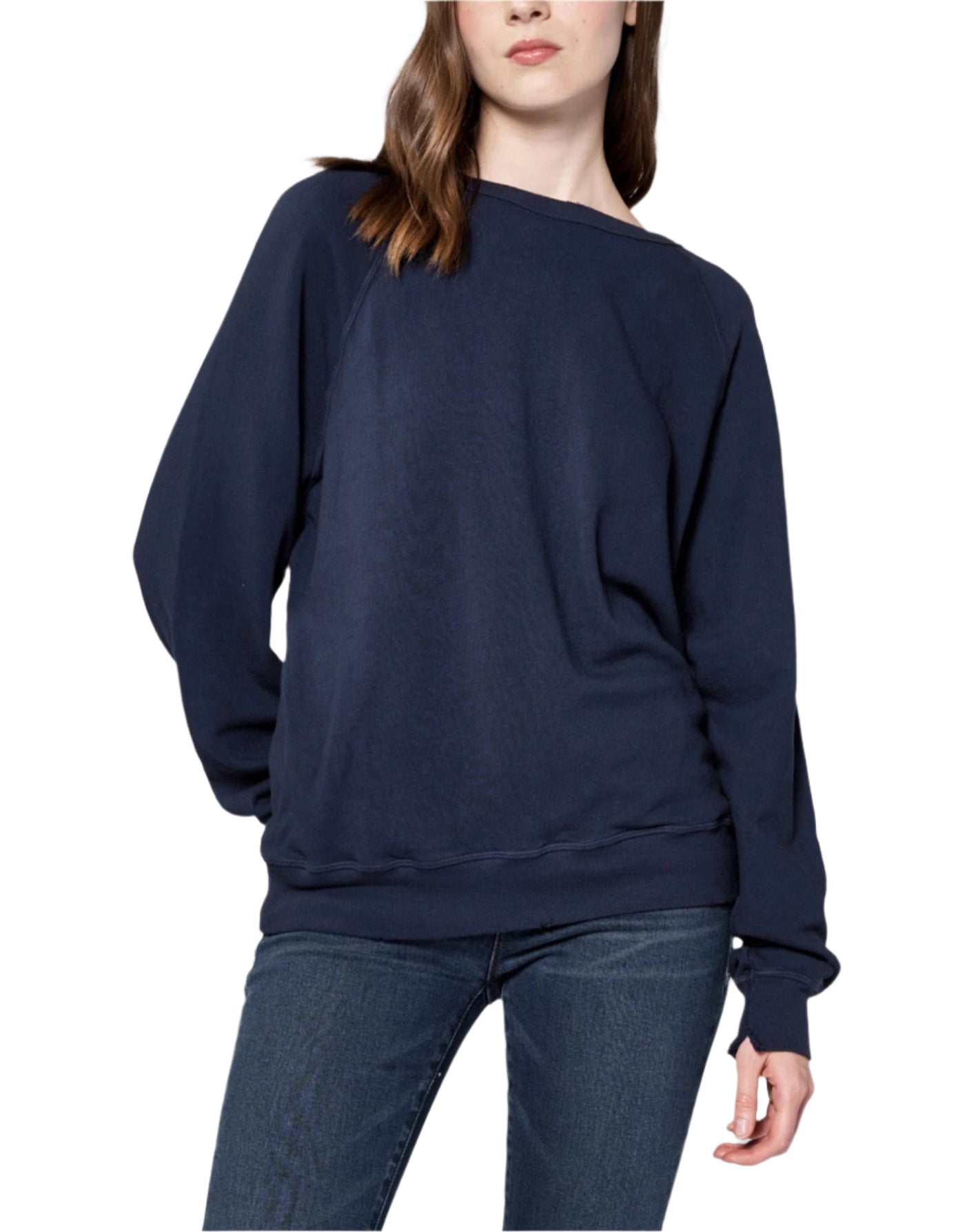 Raglan sleeve relaxed fit sweater with crew neck. This vintage washed piece is in timeless coloration perfect for your lifestyle, this versatile top is made for comfort &amp; just can't wait to snuggle right in.