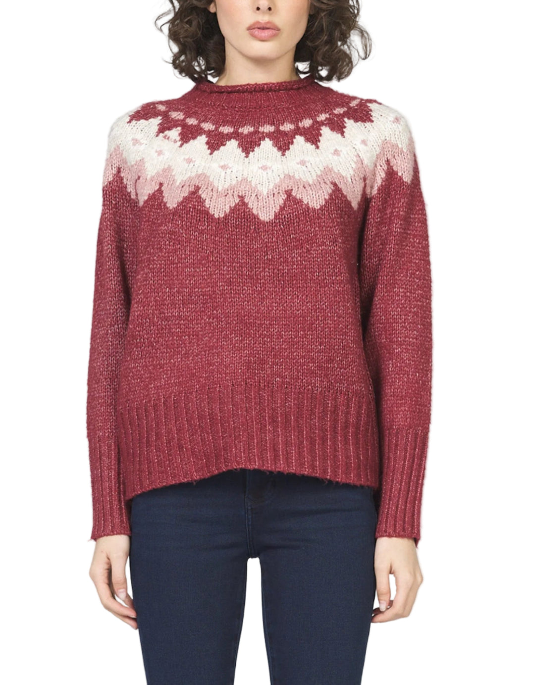 Ashlynn crew neck sweater with long sleeves and a classic fit that effortlessly blends comfort with style.

Offers versatility for any occasion adding a pop of geometric stripe details to your wardrobe, making it both a seasonal and timeless favorite.