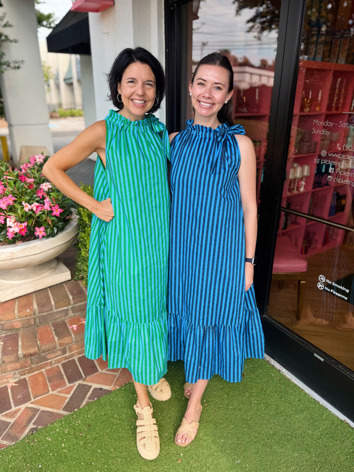 Marisa Striped Midi Sleeveless Dress