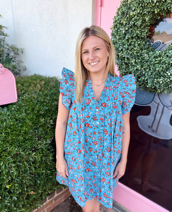 Floral Flutter Sleeve Dress
