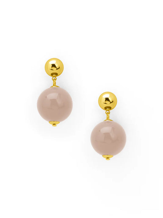 Drop earring featuring an oversized resin bead embellished by gold post.
