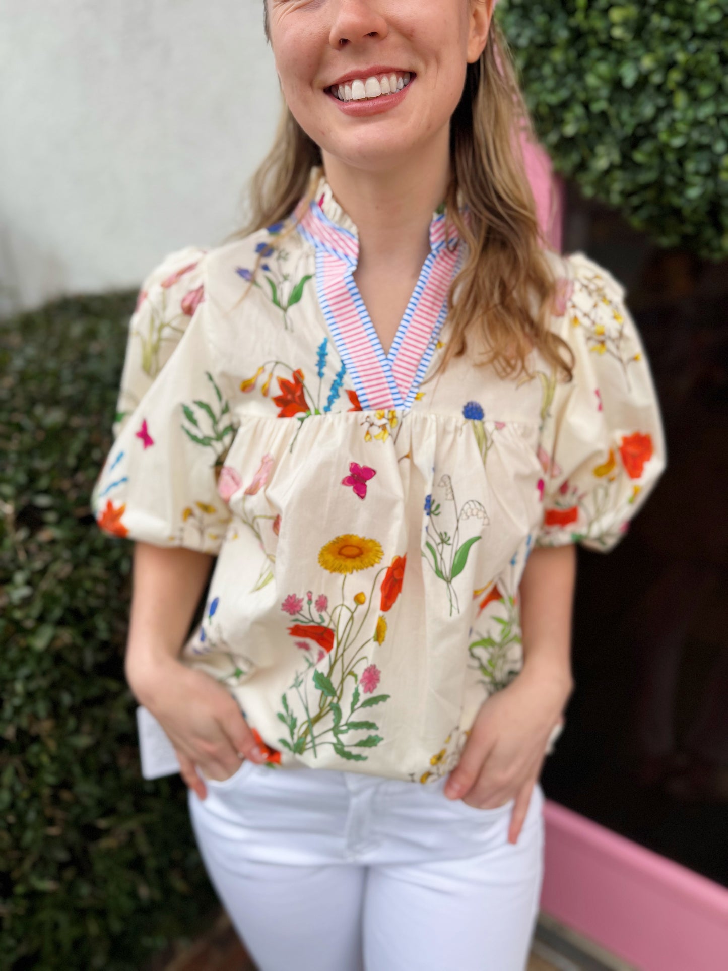 Arwen Floral Top in Cream