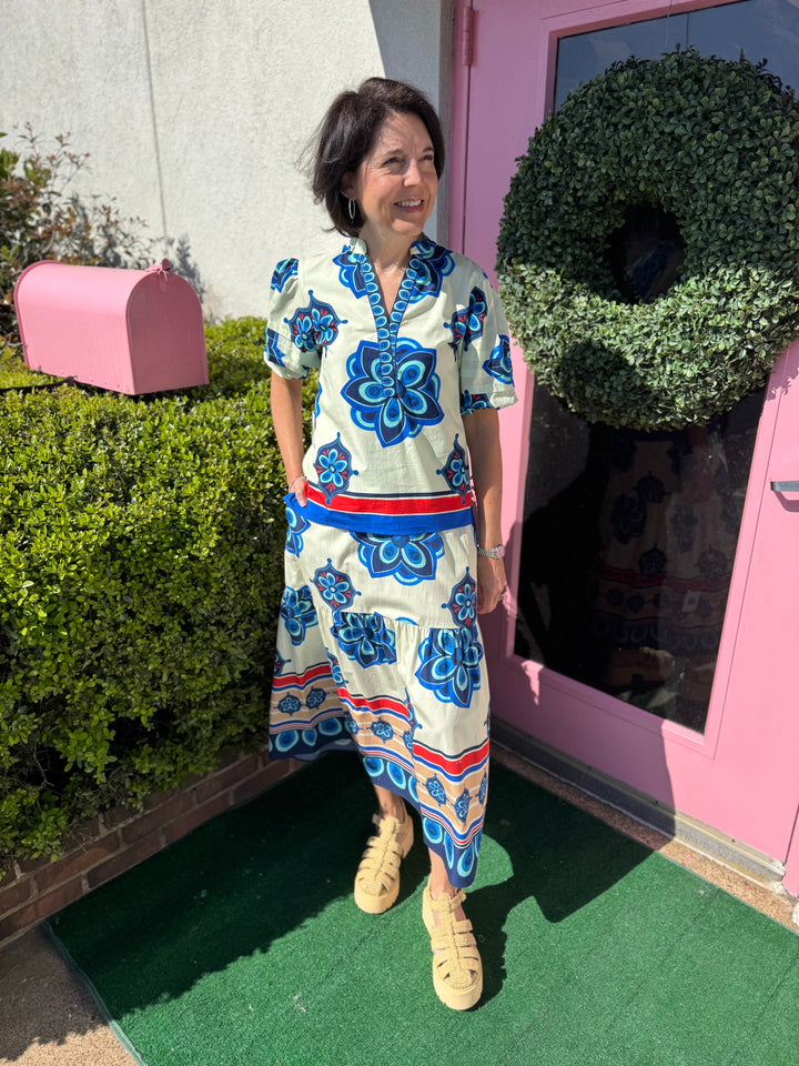Ada Midi Skirt in Geometric Florals