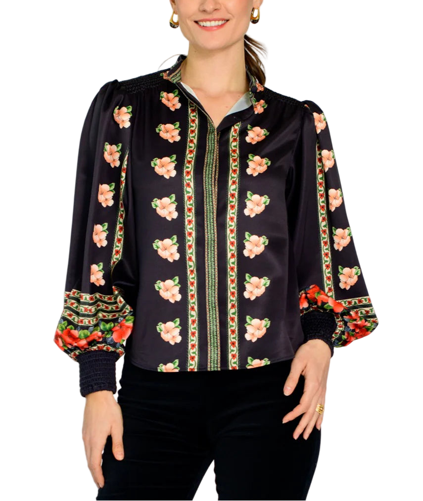 The Emily Top is the perfect button front blouse, featuring a mandarin collar, covered placket, and balloon sleeves. This season, she is cut from a soft satin fabric in our Garland Stripe print, great for dressing up or down this season.


 

Product Details:

Soft satin
Mandarin collar
Shoulder smocking
Button front
Covered placket
Balloon sleeves with smocked cuffs