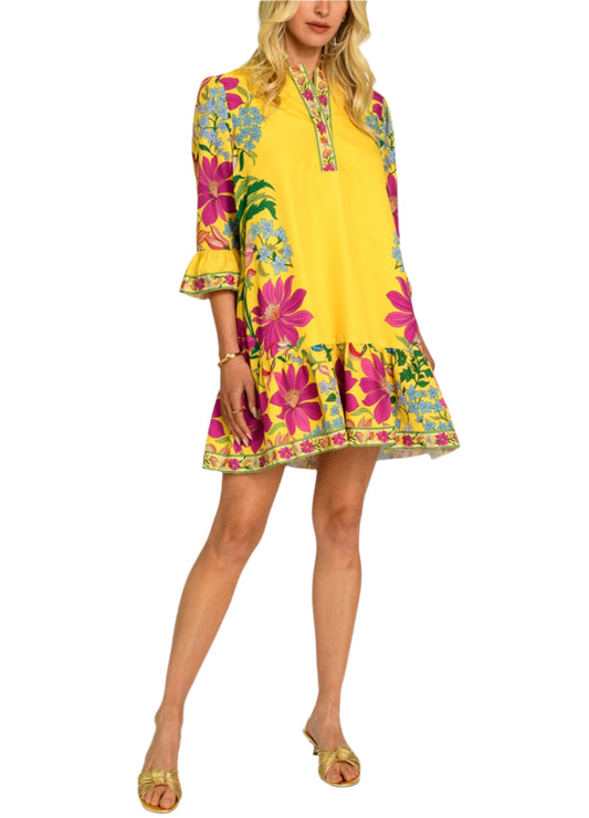 Clover Dress in Tapestry Yellow by Elizabeth James the Label