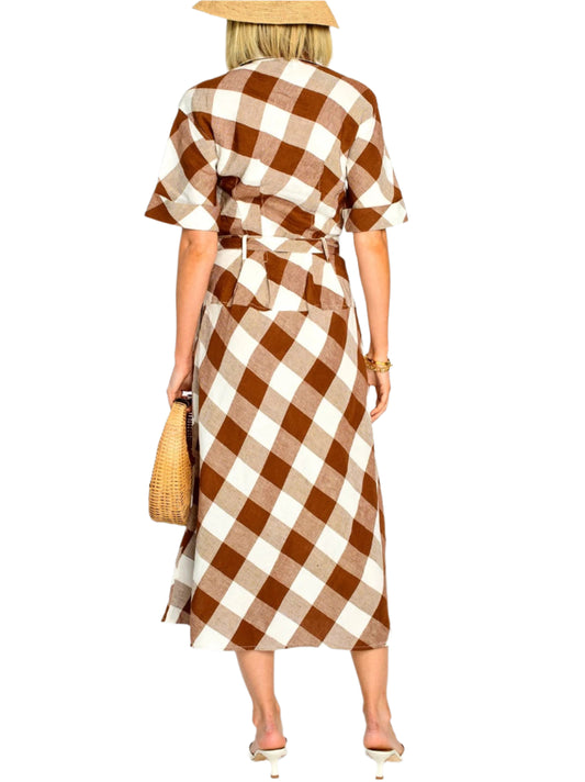 Collins Dress in Brown Gingham by Elizabeth James the Label