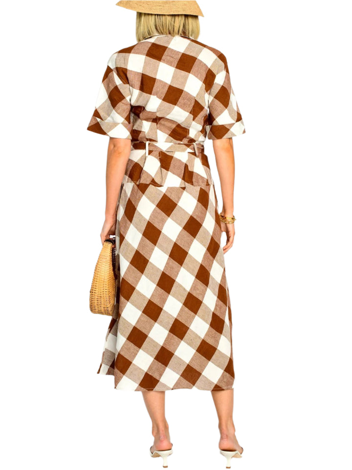 Collins Dress in Brown Gingham by Elizabeth James the Label