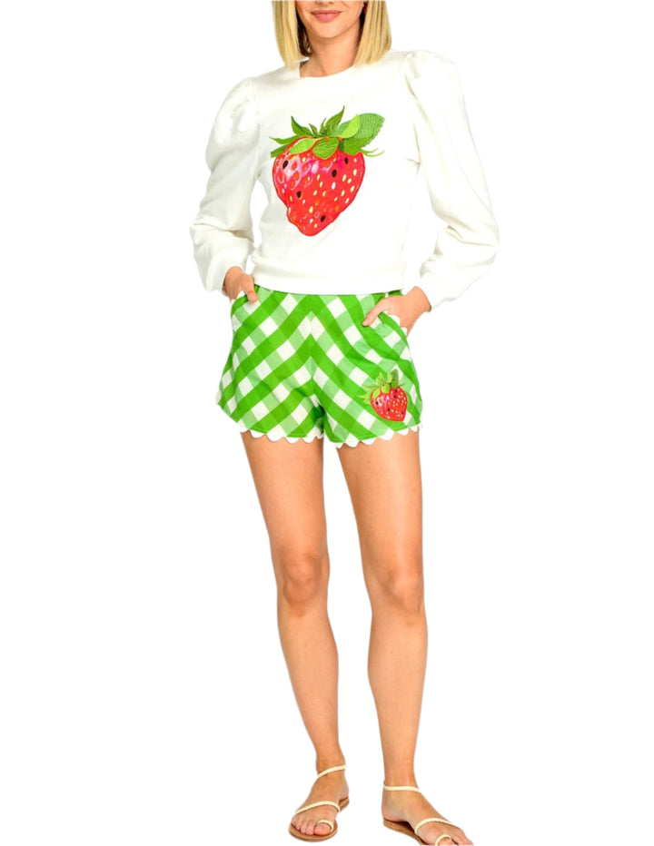 Jasmine Top in Strawberry Appliqué by Elizabeth James the Label