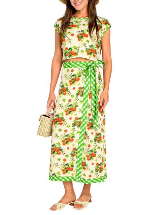 Winnifred Skirt in Strawberry Garden by Elizabeth James the Label