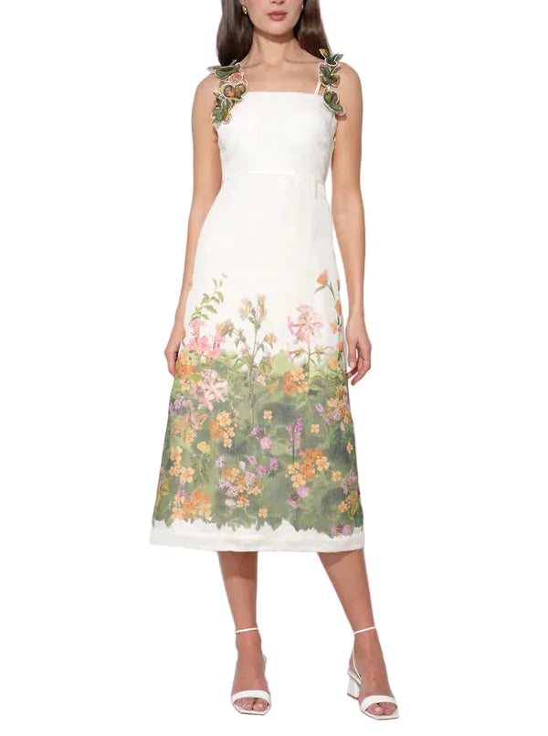 The standout design element is the braided detailing, which typically accents the straps, neckline, or waist, adding a unique, handcrafted texture that elevates the piece. With its midi-length silhouette, this dress offers a sophisticated, flowing drape that moves with effortless grace, usually crafted in a lightweight fabric that ensures comfort during warm-weather events.

