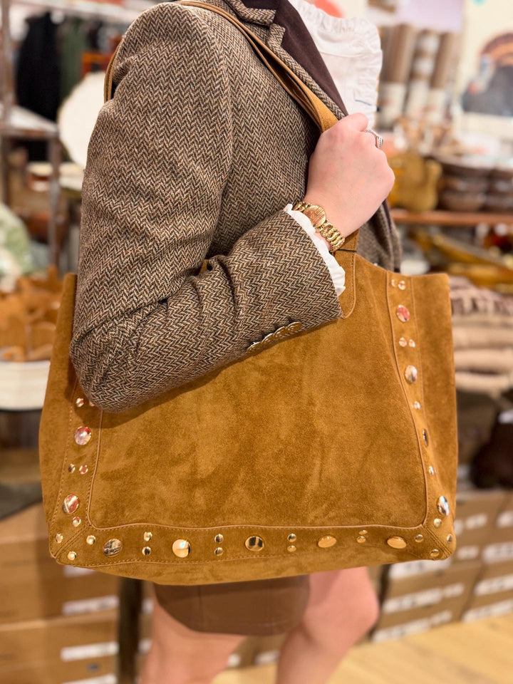 Studded Large Suede Tote
